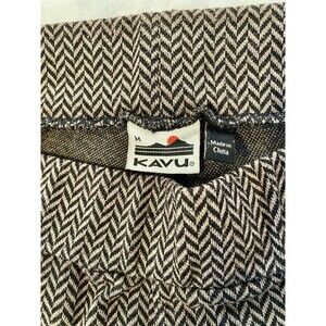KAVU Women's Leggings Stretch Pants Size S Brown Khaki Herringbone Print Comfort
